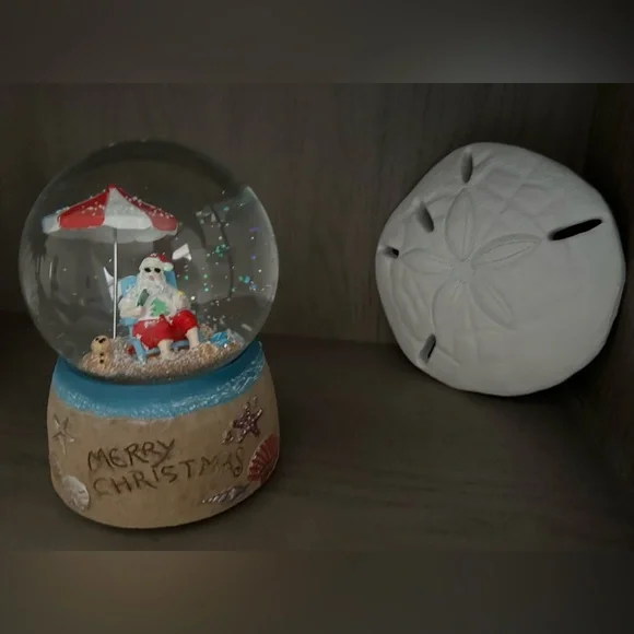 Beautiful Holiday Snow Globe with Santa in Red Shorts - Picture 7 of 12
